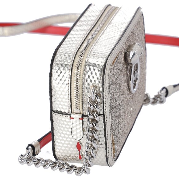 Christian Louboutin Rubylou Mini Shoulder Bag Gold Leather Glitter - Picture 6 of 11